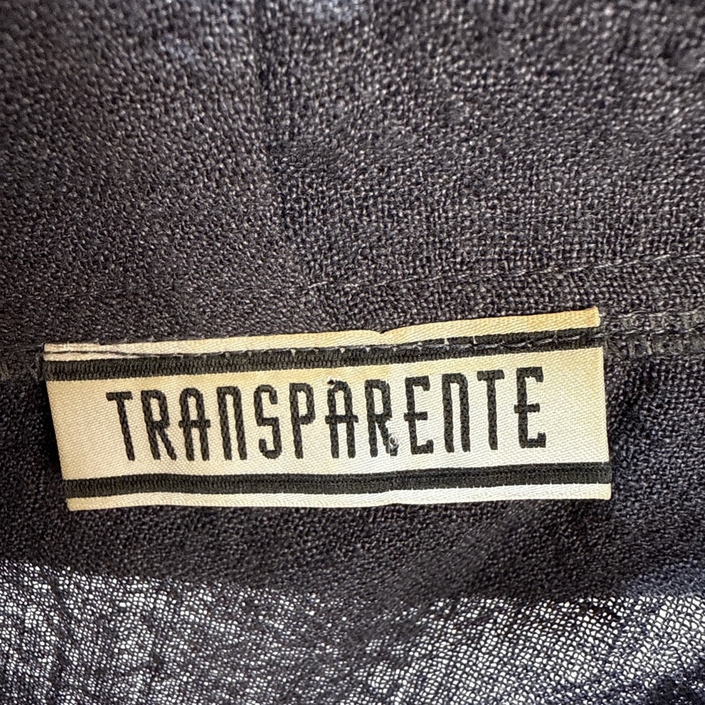 Transparente Oversized Collar Jacket One Size Charcoal Gray Linen Lagenlook - Picture 7 of 8
